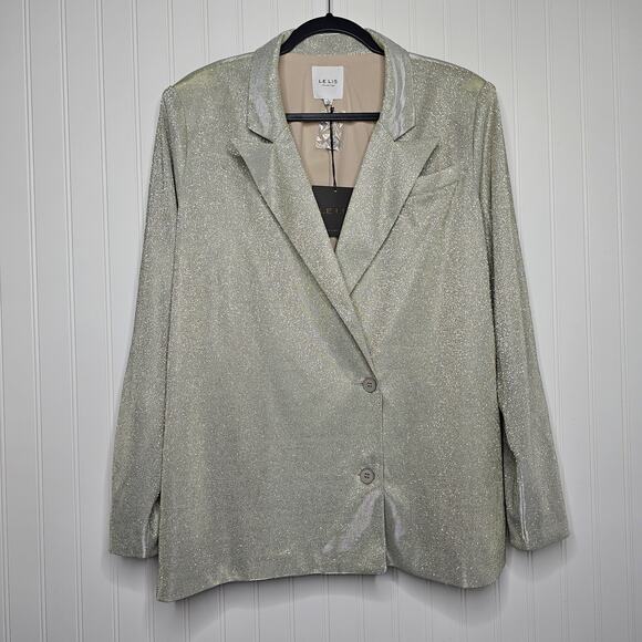 LELIS Magnifique Shine Glitter Blazer Size L Party Date Night Shimmer Disco Rave - Picture 8 of 9